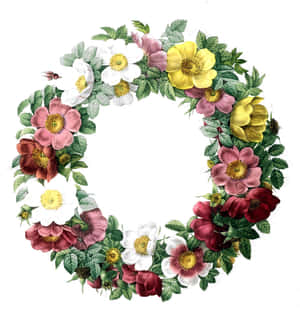 A Beautiful Display Of Vibrant Flowers Elegantly Woven Into A Wreath. Wallpaper