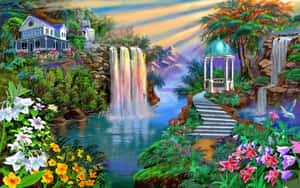 A Beautiful Land Of Paradise Created By Jehovah Wallpaper