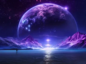 A Beautiful Night Sky Illuminated By A Gorgeous Pink Moon Wallpaper