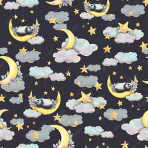 A Beautiful Night Sky With A Cute Moon Wallpaper