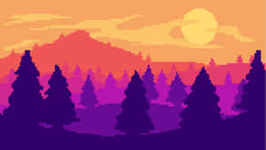 A Beautiful Pixel Landscape Featuring A Vibrant Pathway Through An Enchanted Forest Wallpaper