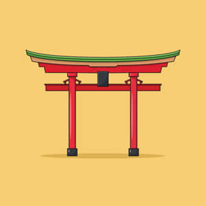 A Beautiful Traditional Shinto Shrine Surrounded By A Peaceful, Lush Green Forest. Wallpaper