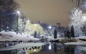 A Beautiful Winter Scene Of A Snow-covered Desktop Wallpaper