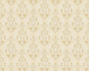 A Beige And Gold Wallpaper With A Floral Pattern Wallpaper