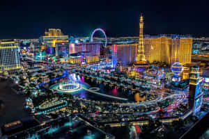 A Birds-eye View Of The Spectacular Skyline Of Las Vegas At Dusk Wallpaper