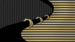 A Black And Gold Background With A Striped Pattern Wallpaper