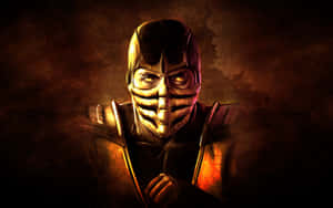 A Black And Gold Image Of A Character In A Mask Wallpaper