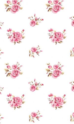 A Black And Pink Floral Pattern With Hearts Wallpaper
