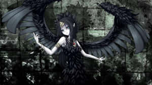 A Black And White Girl With Wings Wallpaper