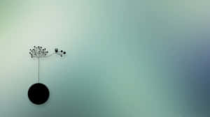 A Black And White Image Of A Flower Hanging From A Branch Wallpaper