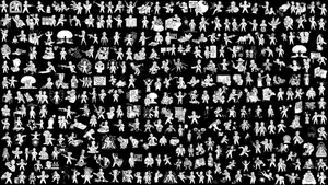 A Black And White Image Of A Large Group Of People Wallpaper