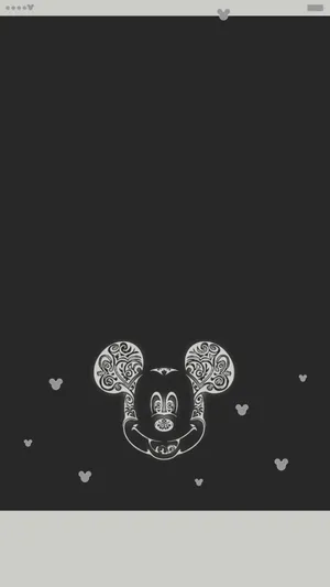 A Black And White Image Of A Mouse With Hearts Wallpaper