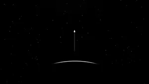 A Black And White Image Of A Rocket In Space Wallpaper