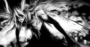 A Black And White Image Of An Anime Character Wallpaper