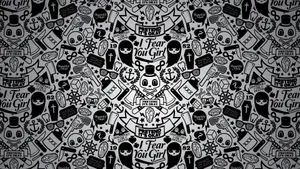 A Black And White Pattern With Many Different Objects Wallpaper