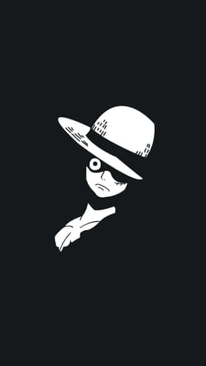 “a Black And White Portrait Of Luffy, The Protagonist Of The Popular Anime Series One Piece” Wallpaper