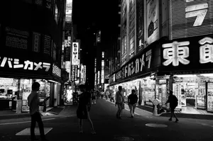 A Black And White View Of Japan Wallpaper