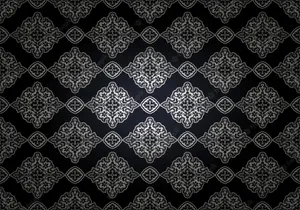 A Black And White Wallpaper With An Ornate Pattern Wallpaper