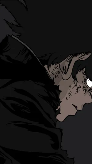 A Black Anime Character With Black Hair Wallpaper