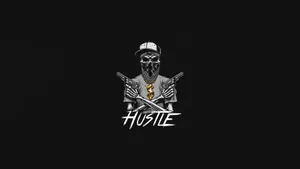 A Black Background With A Skull And A Gun Wallpaper