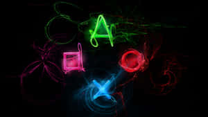 A Black Background With Colorful Smoke And A Playstation Logo Wallpaper