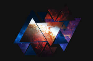 A Black Background With Triangles And A Galaxy Wallpaper