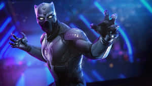 A Black Panther In A Suit With His Hands Up Wallpaper