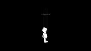 A Black Silhouette Of A Person Standing On A String Wallpaper