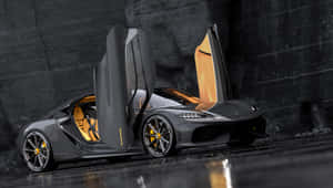 A Black Sports Car With Open Doors Wallpaper