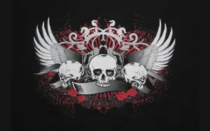 A Black T - Shirt With A Skull And Wings Wallpaper