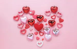A Blooming Pink Love Heart Wallpaper