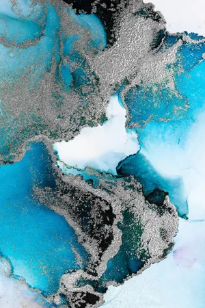 A Blue And Black Painting Of The Ocean Wallpaper