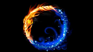 A Blue And Blue Fire Ring On A Black Background Wallpaper