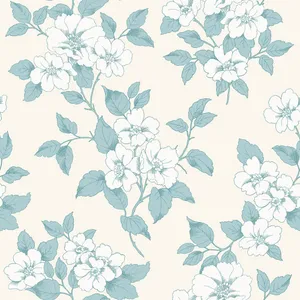 A Blue And White Floral Wallpaper Wallpaper