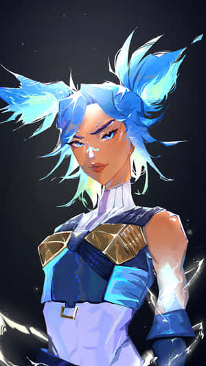 A Blue Character With Blue Hair And A Blue Horn Wallpaper