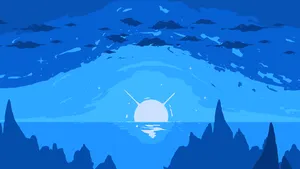 A Blue Desktop With Laptops And Accessories Wallpaper