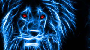 A Blue Lion With Red Eyes On A Black Background Wallpaper