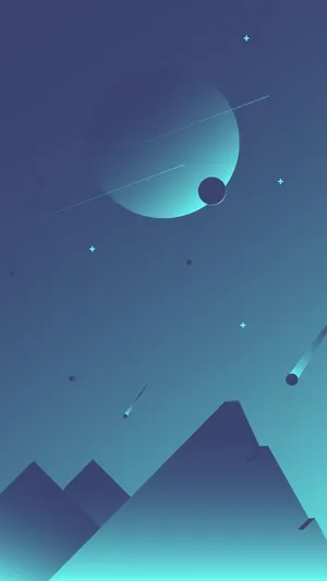 A Blue Sky With A Mountain And Some Stars Wallpaper