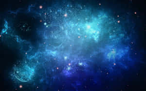 A Blue Space With Stars And Nebulas Wallpaper