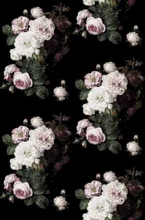 A Bold And Vibrant Pattern Of Black And Pink Florals Wallpaper