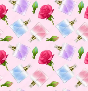 A Bottle Of Spring Perfume Surrounded By Blooming Flowers Wallpaper