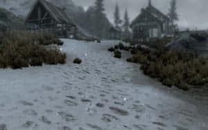 A Breathtaking View Of The Beautiful Heljarchen Hall In Skyrim. Wallpaper