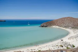 A Breathtaking View Of The Serene Mexican Beach At Sunset. Wallpaper