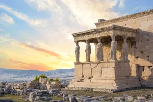 A Bright And Beautiful Sunset At Erechtheion Wallpaper