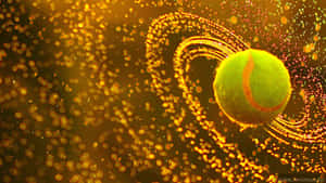 A Bright Tennis Ball Sitting On The Court Wallpaper