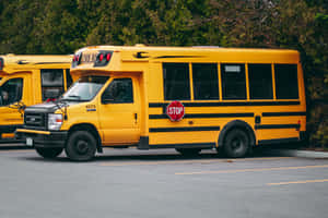 A Bright Yellow School Bus Ready To Transport Students To Their Destination Safely. Wallpaper