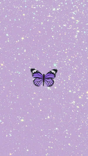 A Butterfly On A Purple Background With Stars Wallpaper