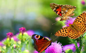 A Butterfly Perched Atop A Beautiful Pink Flower Wallpaper