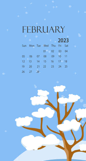 A Calendar With A Snowy Tree And Snow Wallpaper