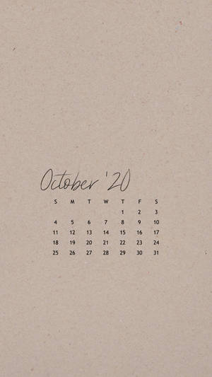 A Calendar With The Word October 20 Written On It Wallpaper